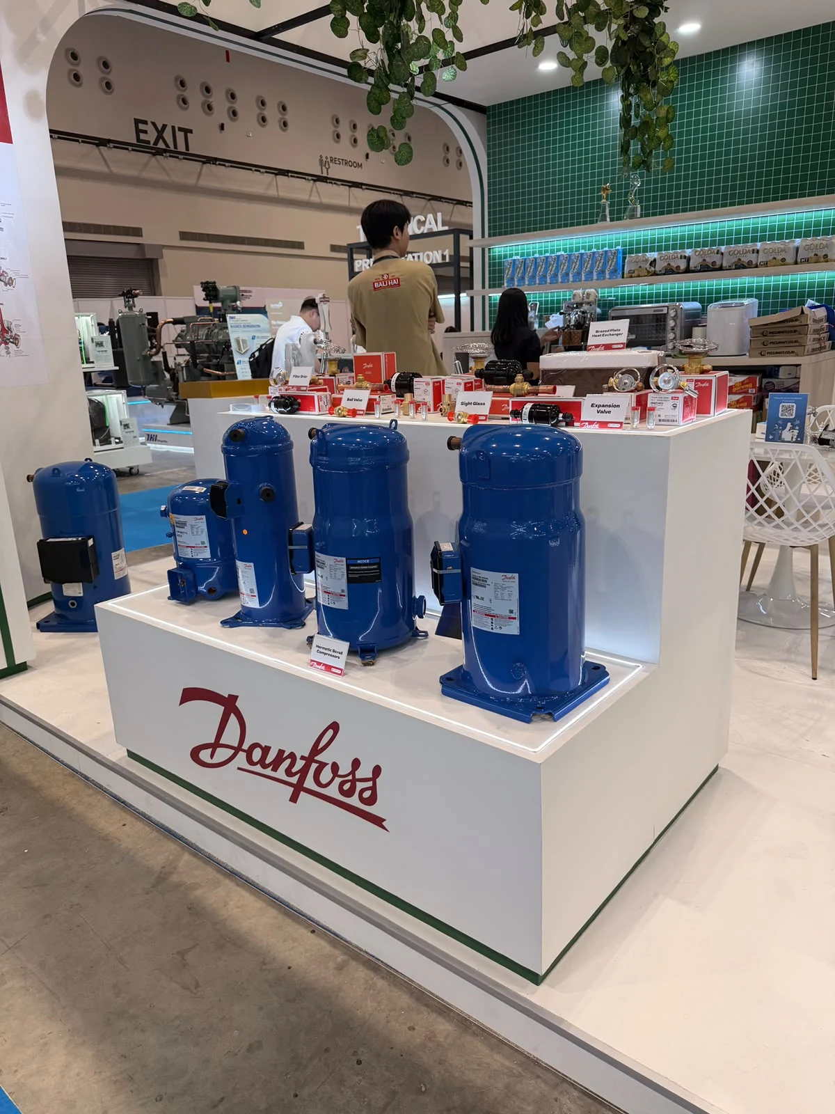 Product display counters within the booth