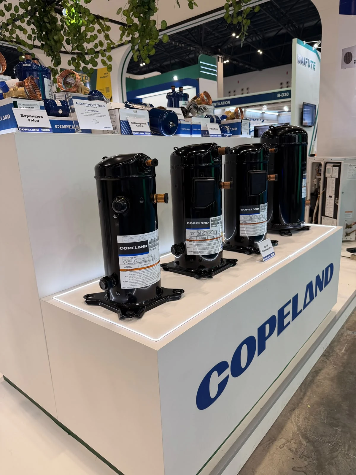 Products arranged on a custom exhibition display